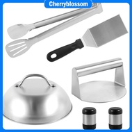 6Pcs Smash Burger Kit with Lid Griddle Spatula 5.5 Inch Stainless Steel Burger Press Non-Stick Burge