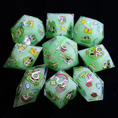 Luminous 9 Polyhedral D&D Set Dice Royal Frog Lucky