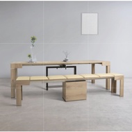 Space Zero Console extendable dining table with bench without cushion | 14 seater | Transformer