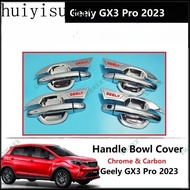 HYS Geely GX3 Pro 2023 Chrome & Carbon Fiber and Chrome Pattern Car Door Handle Bowl Cover Car Acces