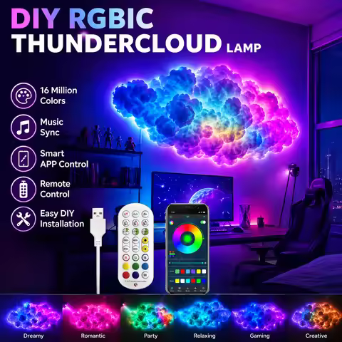 3D Cloud Lightning Light Remote APP Control Thundercloud LED Light Music Sync Multicolor Smart DIY C
