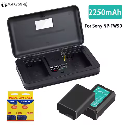Battery NP-FW50 Charger PALO NP-FW50 NP FW50 Battery + Multifunction Charger Box for Sony Alpha A650