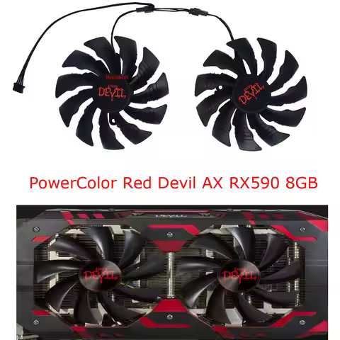 2Pcs/Set DIY Fans,100MM(95mm),PLD10015B12H,GPU VGA Cooler,For PowerColor DEVIL RX580 RX590 RX 590 58
