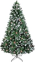 Redsun 6ft Hinged Artificial Christmas Tree,Snow Flocked Xmas Tree with Pine Cones and Foldable Metal Stand for Home Festive Holiday Party Decor Easy Assembly The New