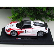 Bburago 1/24 Porsche 918 Spyder Weissach Racing White Diecast Car Model ( 18cm )