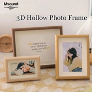 【M】 4R 6R A4 3D Hollow Photo Frame Wooden Frame Gambar Wall Hanging Solid Wood Wall Hanging Picture 