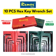 REMAX 10 PCS Allen Key Set Hex Key Wrench Set / Millimeter (mm) Inches (") / 61- RH110 61- RH210