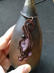 **紫鋰輝石 /暗夜精靈** 水晶 礦石吊墜 項鍊 金屬編織