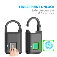 Rechargeable Smart Lock Keyless Fingerprint Lock Anti-Theft Security Padlock Door Luggage Lock