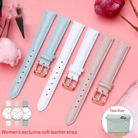 Soft Geunine Leather Watch Band Women's Straps 10mm 12mm 14mm Ladies Cowhide Leather Watch Belts for