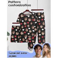 Customized Men's 3 PiecesShort Sleeve Pajama Set, Can Print Any Pattern, Personalized Pajamas With P