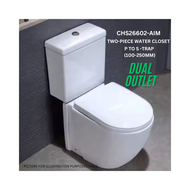 CHS26602-AIM 3/6L DUAL OUTLET WASHDOWN TWO-PIECE WATER CLOSET P TO S-TRAP MIN100-MAX250MM - TOILET B