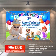 banner spanduk ulang tahun anak cocomelon kokomelon