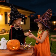 ALVIN Halloween Hat, Spider Pumpkin Witch Hat, Shiny Simulated Non-woven Rain Silk Cosplay Costume W