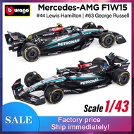 NEW Bburago 1:43 F1W15 Mercedes-Amg Alloy Miniature Diecast Model #44 #63 Car Model Gifts