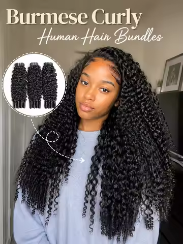Burmese Curly Hair Bundles Human Hair Extensions Burmese 3C4A Curls Unprocessed Raw Hair 1/3/4 Bundl