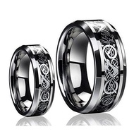 His & Her's 8MM/6MM Dragon Design Tungsten Carbide Wedding Band Ring Set (Ladies Size 7 - Mens Size 