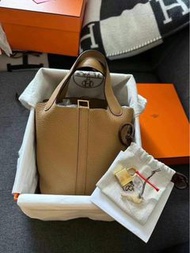 全新 現貨 Hermes p18 picotin 18 col biscuit ghw 菜籃子餅乾色金扣