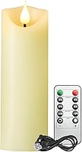 Koelaa Rechargeable LED Candle with Remote Control, Flameless Pillar Candles with 3D Flame Effect an