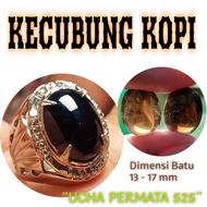 Black kalimantan coffee amethyst agate ring with brown flashlight / black quartz crystal stone