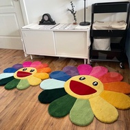 【L aesthetics】 Takashi Murakami Thick Acrylic Floor Rug Sunflower Pattern Handmade For Decorating Th