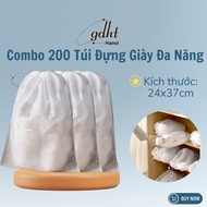 Wholesale 200 Non-Woven Fabric Shoe Bags with Drawstring, Plain White, Size 24x37cm, Convenient Trav