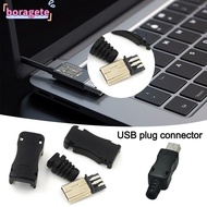 BORAGETE Mini USB Male Connector, 5Pin 4 In 1 Assemble USB 2.0 Jack, Male Plug Socket Connector Mini