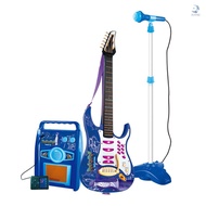 Karaoke Microphone Guitar Musical Set Multifunctional Musical Instruments Kits Adjustable Volume Enclosed Knobs Electric Guitar with Microphone Amplifier