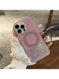 1ชิ้น เคสโทรศัพท์แม่เหล็ก กากเพชร ท้องฟ้าเต็มดาว เรซิน เอพ็อกซี่ สำหรับ iPhone 15 Pro MAX, 14 Pro MA