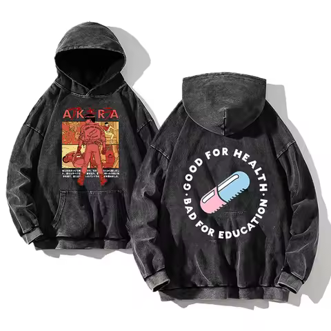 Akira Kaneda Shoutarou Graphic Hoodie Vintage Manga Washed Oversized Streetwear Fall Long Sleeves Sw
