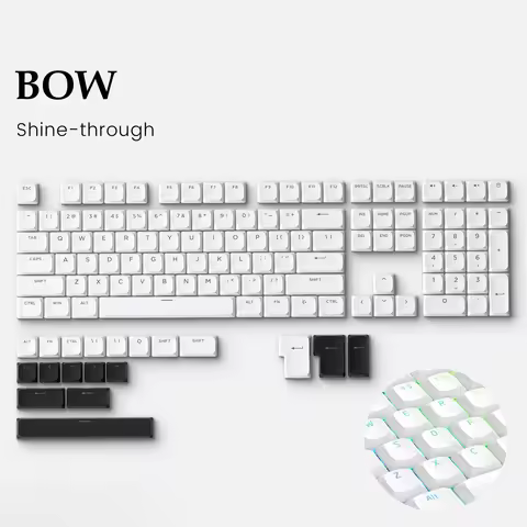 Low Profile Double Shot PBT Keycaps 120 Keys Top Print Shine Through for MX Switch Mechanical Keyboa