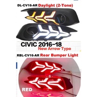 Honda Civic FC Fog Lamp Cover + Rear Bumper Reflector (Full Set)