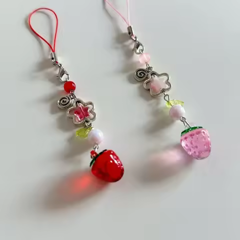 Lightweight Strawberry Bag Charm Delicate Keychain Charm Sweet Strawberry Phone Pendant Suitable for