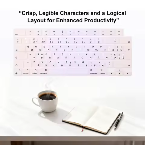 Multilingual Twilight Lavender EU Keyboard Cover For MacBook Air 13.6" 15" 2021-2026 Pro 14" 16" Neo