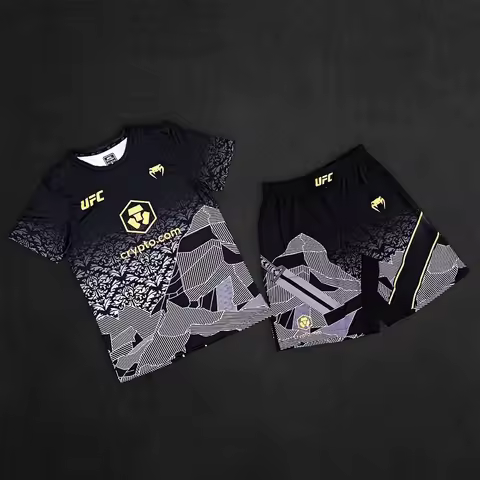 New UFC 322 Black Islam Makhachev Fighting Night Champion Set MMA Octagonal Cage Men's Oversized Bre