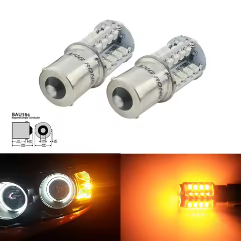 ANGRONG 2x Amber Orange 40 SMD LED 581 PY21W BAU15s P21W RY10W S25 Indicator Signal Front Rear Light