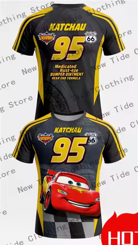Cars Movie Men T Shirt Cartoon 95 Print Lightning McQueen Tee Fashion Summer Short Sleeve Top Adult 