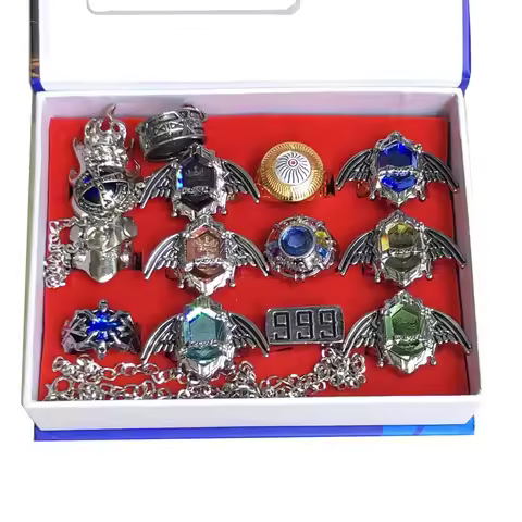 11pcs/set Anime Katekyo Hitman Reborn Vongola Katekyo Rings pendant Necklace Fingerring Jewelry Meta