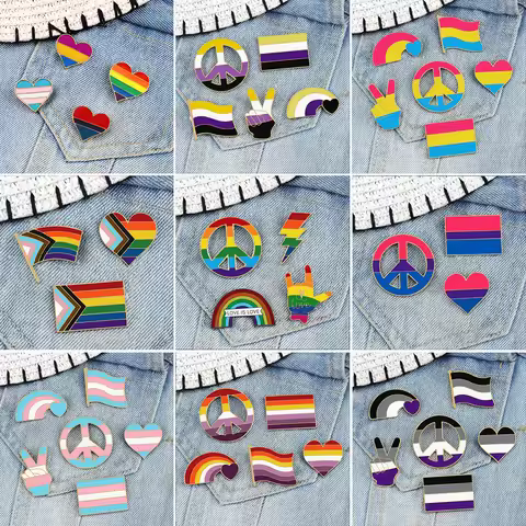 3-6Pcs/Set LGBTQ Rainbow Brooches Transgender Lesbian Gay Pansexual Asexual Bisexual Enamel Pin Cust