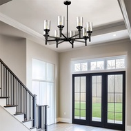 PX7V LUVODI 6/8-light Farmhouse Ceiling Pendant Light Matt Black Chandelier Lamp for Kitchen Island,