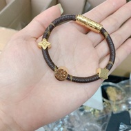 Lv.vl floral leather bracelet (real picture, front and back)