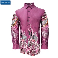 (Regular) Plum Purple Color Malaysia Men Batik Long Sleeve Kemeja Batik Lelaki Lengan Panjang FF9888