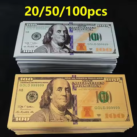 US 24k Gold Foil Banknote 100 Dollars Golden USD Paper Money Banknotes Crafts for Collection