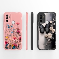 For Oppo A53 A53S Phone Case Oil Painting Flowers High Quality Bumper Soft Smooth Liquid Silicone Fu