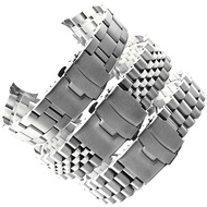 20mm 22mm Stainless Steel Watchband Men Women Solid Metal Curved End Folding Buckle Wrist Bracelet Band Accessories for Seiko SKX009 Watch Strap with logo