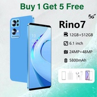 【COD+Free Gifts】Smartphone Rino7 Pro 6.1 inch New Handphone RAM 12GB ROM 512GB Machine telefon  with Video phone murah original 2022 gila Dual Sim Card Gaming phone Clearance Sale Wifi 5g phone android Latest mobile phone Promotion cheap specia 2023