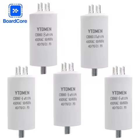 1Pcs CBB60 Starting Capacitor 450V AC 4uF 5uF 6uF 8uF 10uF 12uF Double Insert Screw for Air Compress