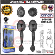 (MATTE BLACK) AMAN SIRIM V-4661MB 380 DOUBLE HANDLE SET GRIPSET MAIN DOOR LOCK FOR HDB DOOR