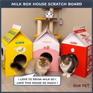 GUN PET Cat House Milk Box Cat Tree Scratcher Board Play Claw Home Scratch Mainan Kucing Rumah Cat Bed 猫抓板猫窝牛奶盒