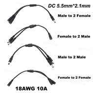 18awg 10A DC Power Cable1 to 2 way male female to 2 male female Splitter 5.5x2.1mm connector Plug ex